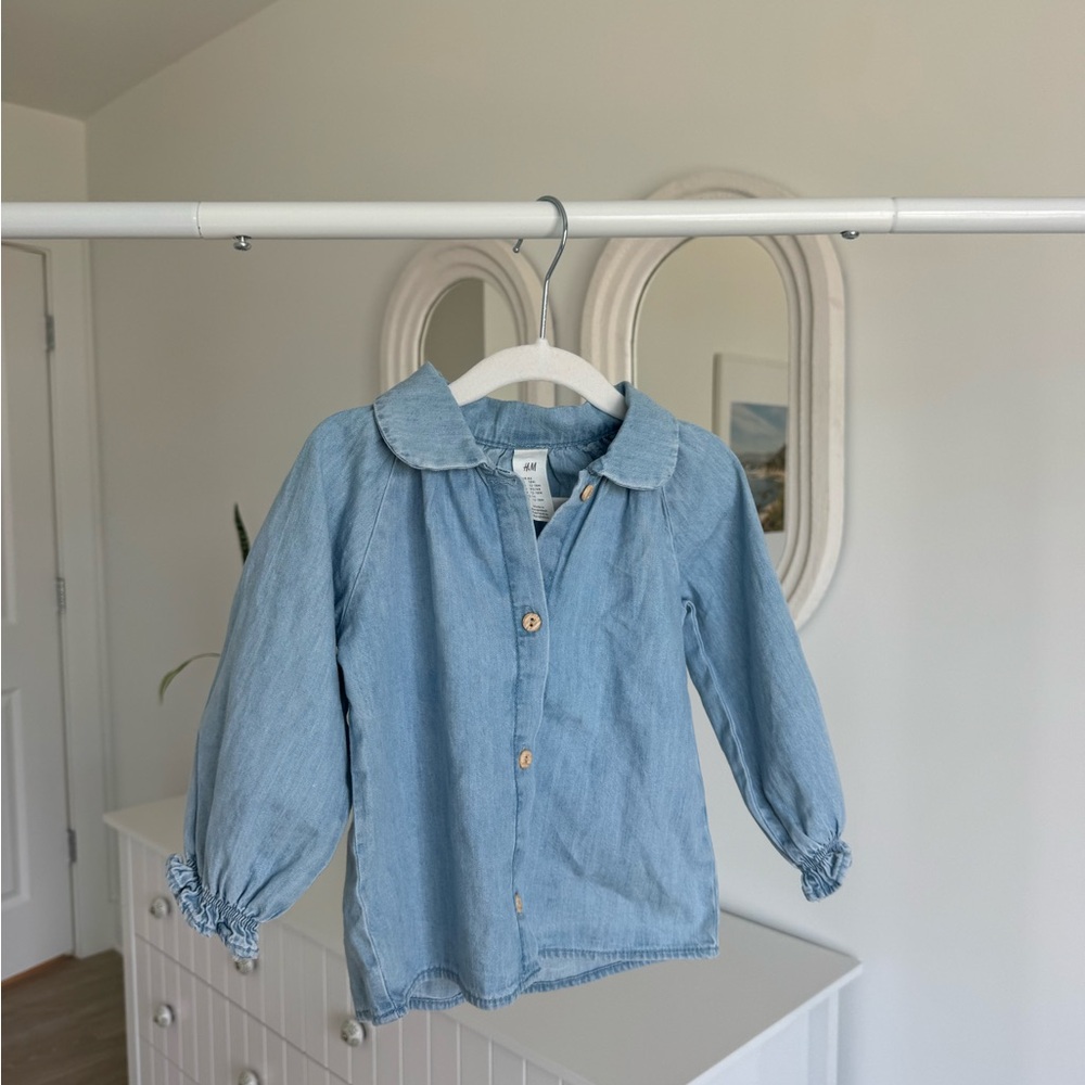 H&M Blue Jean Jacket with Elastic Cuffs